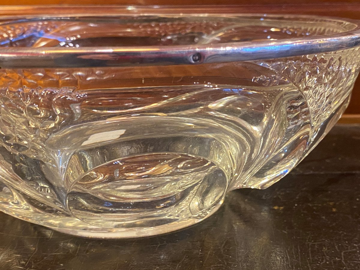 Coupe En Cristal Et Argent Massif Art Déco-photo-1