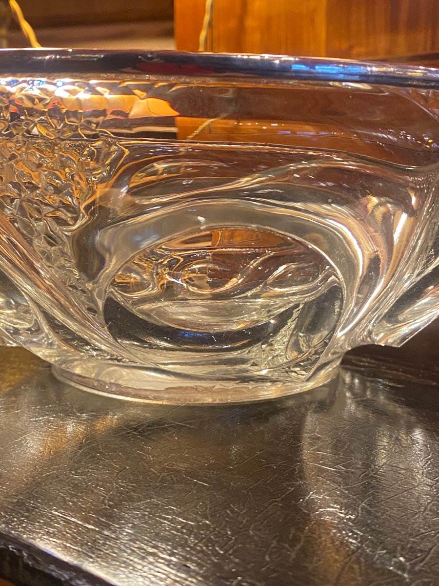 Coupe En Cristal Et Argent Massif Art Déco-photo-2