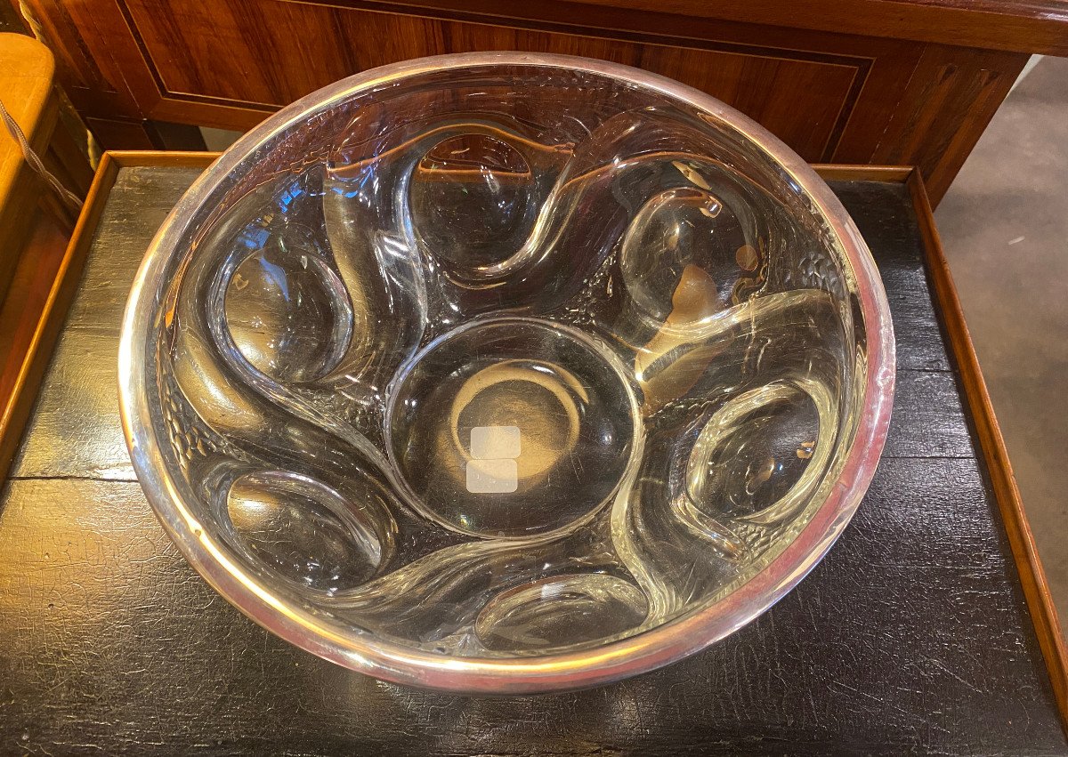 Coupe En Cristal Et Argent Massif Art Déco