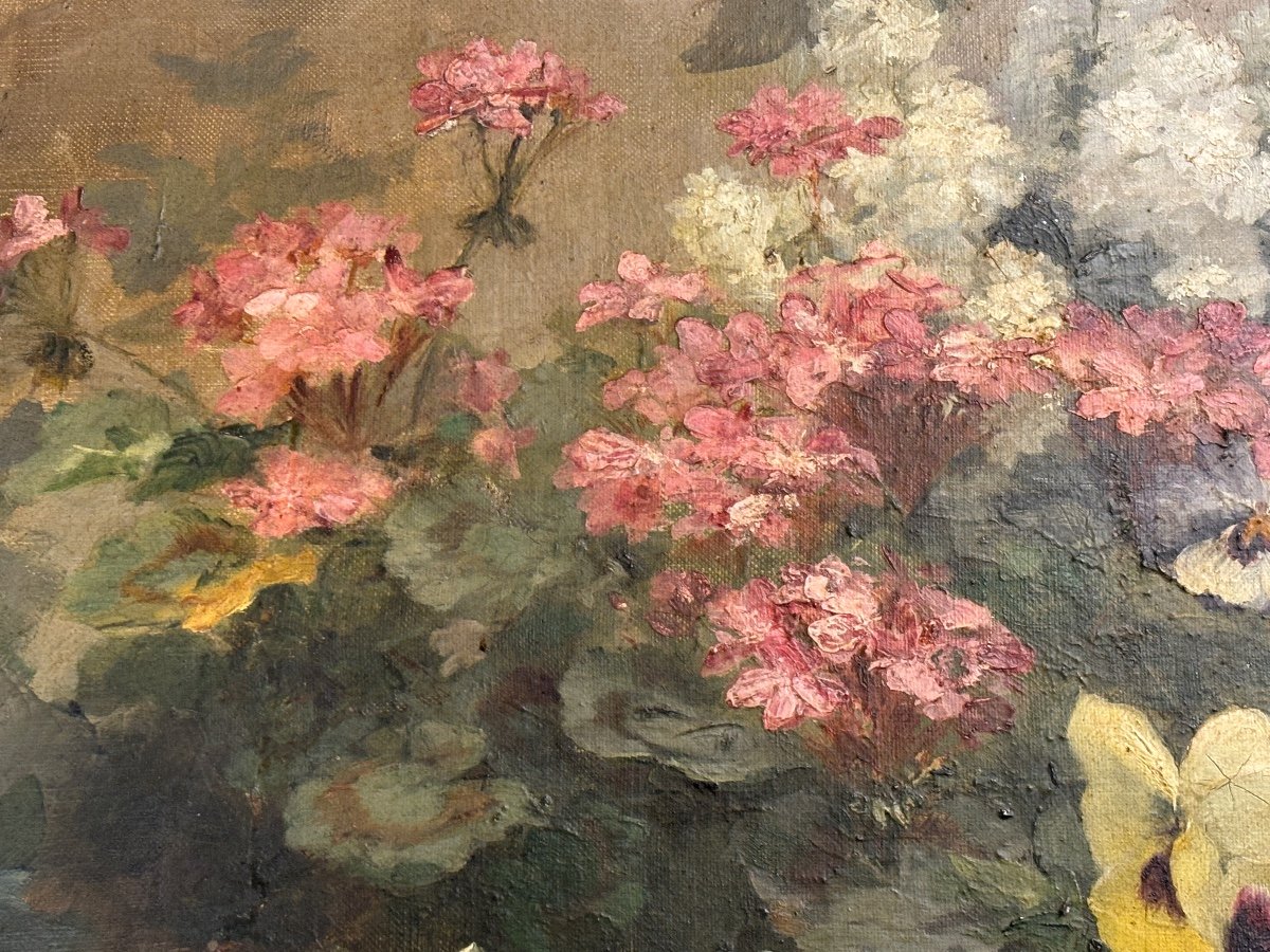 Achille Cesbron 1849 - 1913: Bouquet Of Flowers On Canvas. 85 X 70cm-photo-4