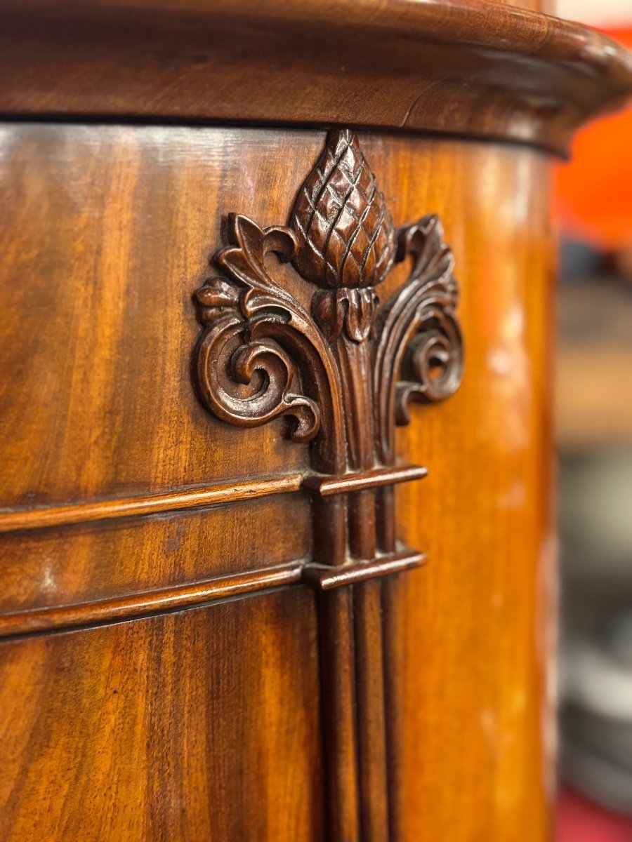 Somno, Column, Cylindrical Cabinet In Mahogany 19th Century Height 133cm-photo-3