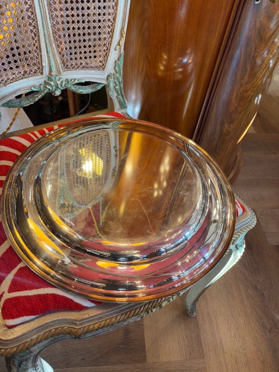 Serving Dish With Its Silver Metal Dome Diameter 35cm-photo-1