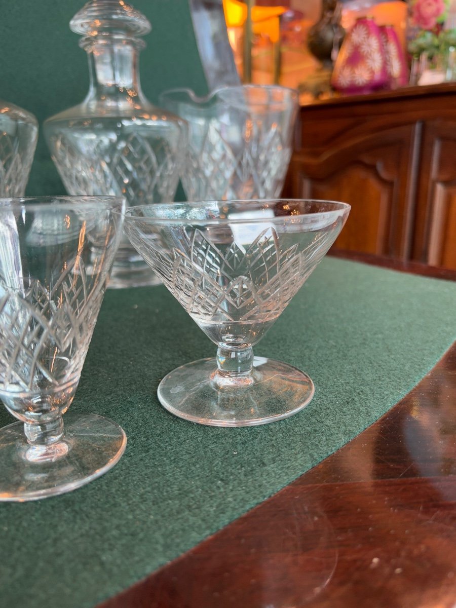 Saint Louis Art Deco Service 57 Glasses, 2 Jugs, 4 Carafes Astrid Model-photo-6