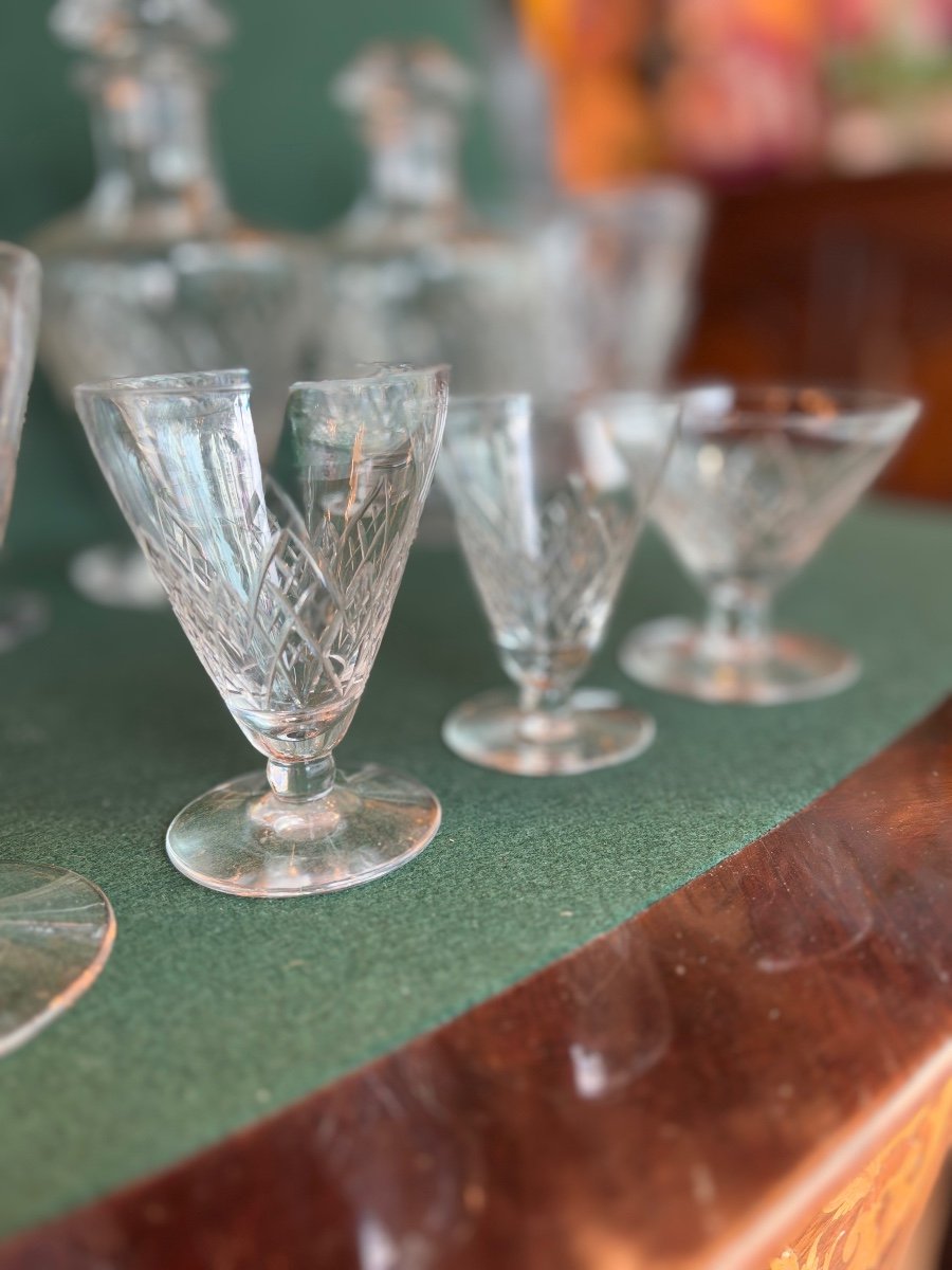 Saint Louis Art Deco Service 57 Glasses, 2 Jugs, 4 Carafes Astrid Model-photo-7