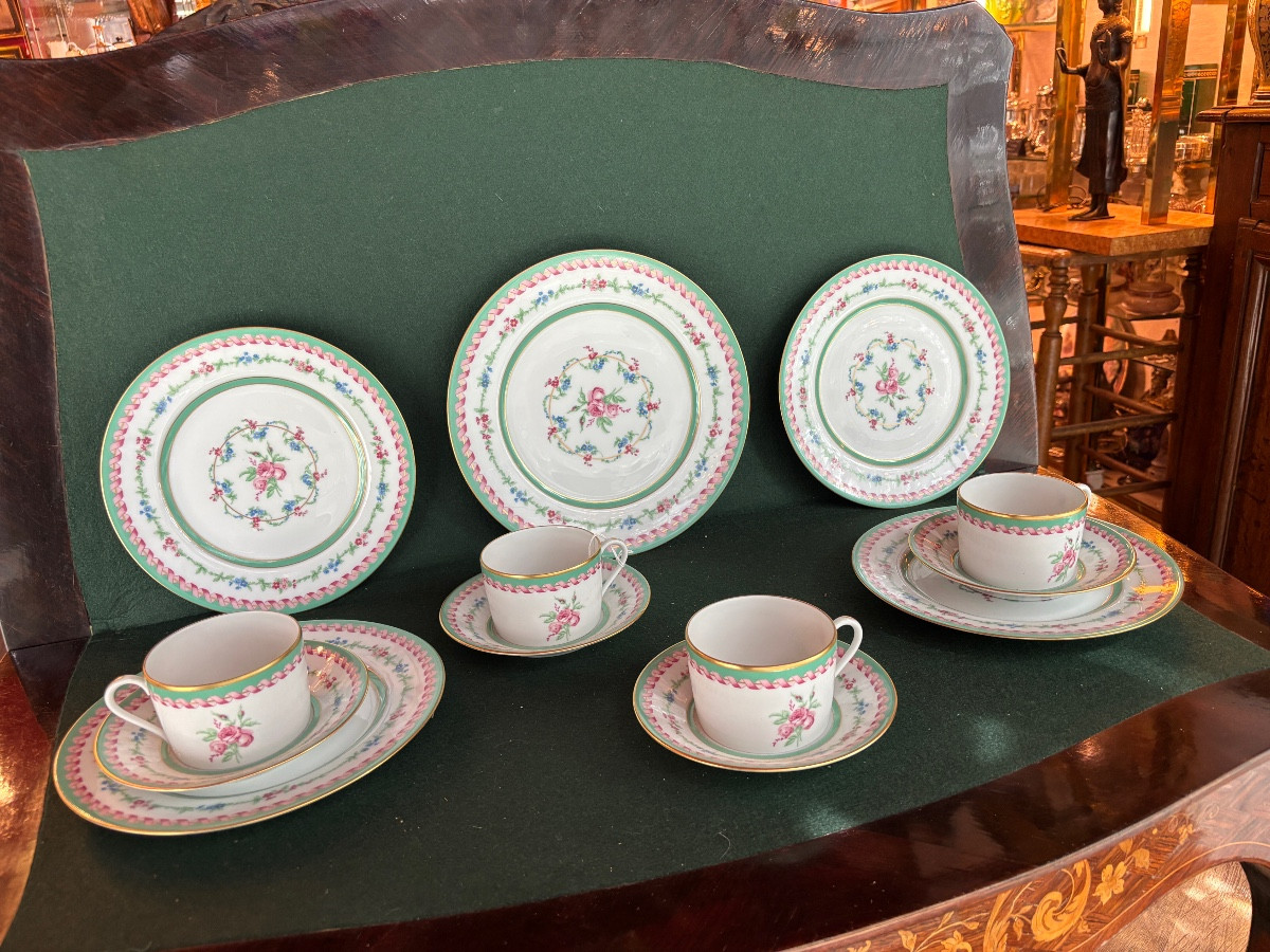 Haviland Marie-antoinette Tea And Breakfast Set For 4 People + Petits-four Dish