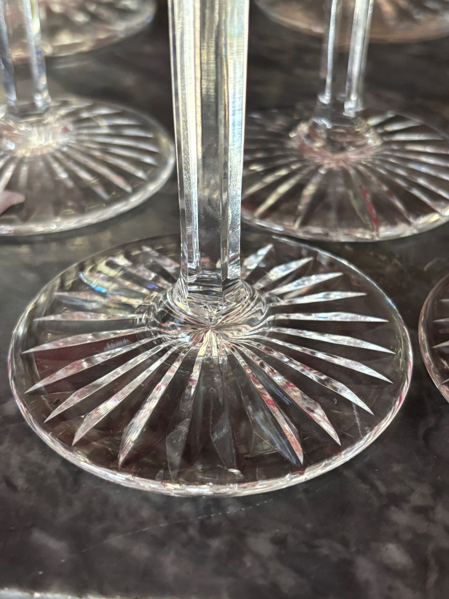 Beautiful Set Of 18 Saint Louis Tommy Rouge Glasses, Height 19.8cm-photo-3