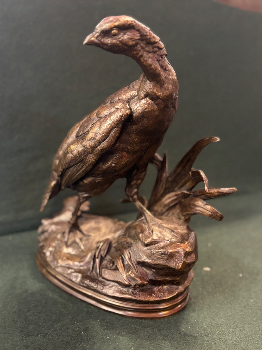 Perdrix en bronze signée Jules MOIGNIEZ (1835-1894)
