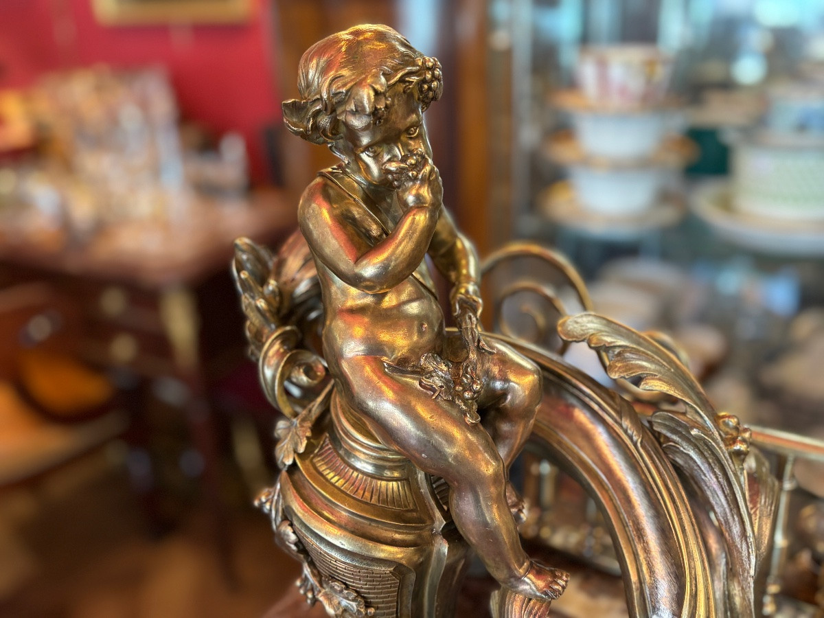 Wine-themed Bronze Fireplace Front-photo-1