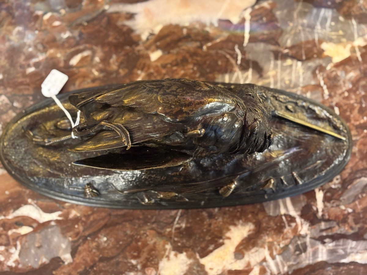 Woodcock, Animal Bronze By Auguste Cain 1821-1894-photo-5