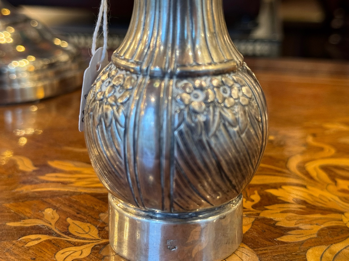Paire de moulins à poivre art nouveau en argent massif 800-photo-3