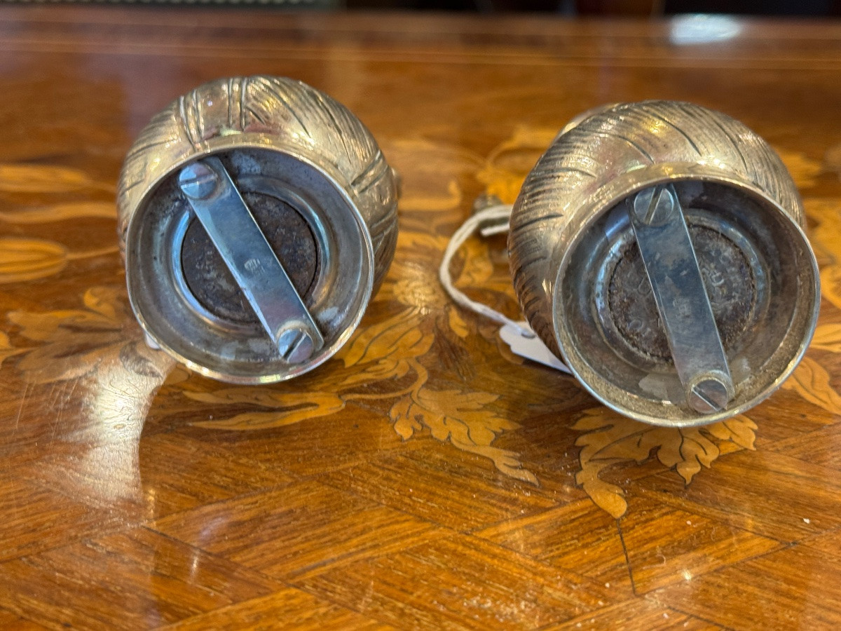 Paire de moulins à poivre art nouveau en argent massif 800-photo-1