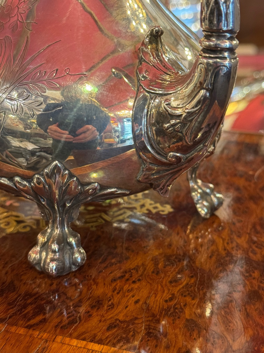 Verseuse, Théière, argent massif 471gr ht 23cm-photo-3