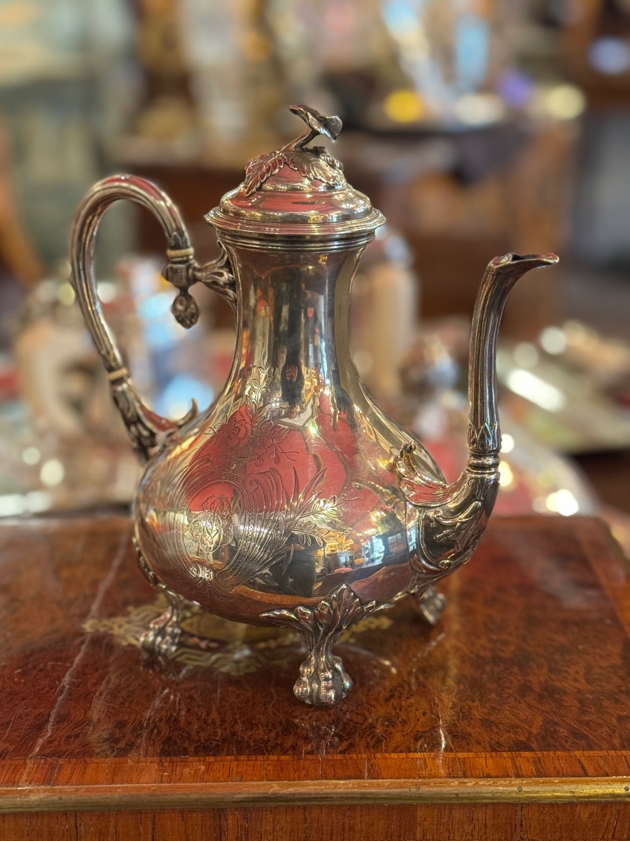 Verseuse, Théière, argent massif 471gr ht 23cm