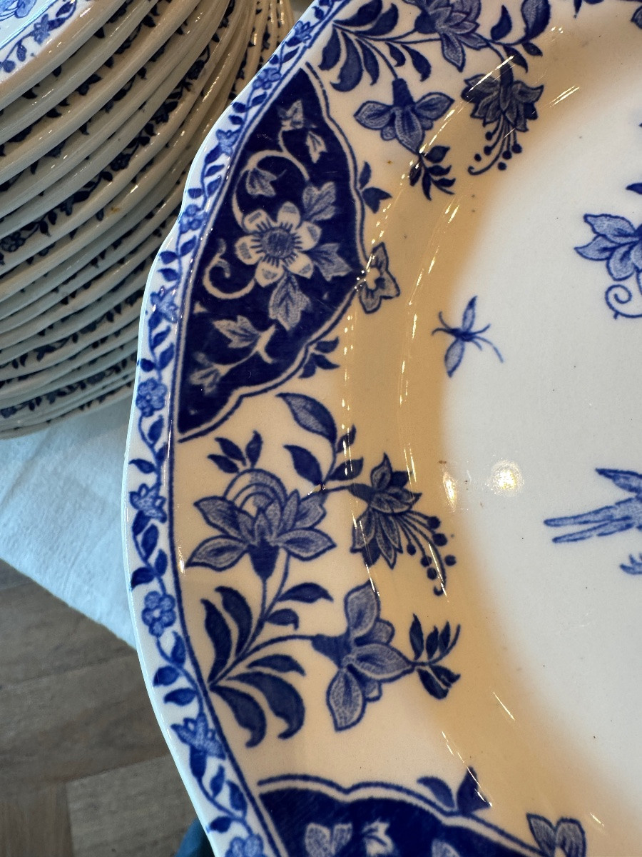 Service Gien modèle Delft, 18 plates et 18 creuses  diamètre 26cm-photo-2
