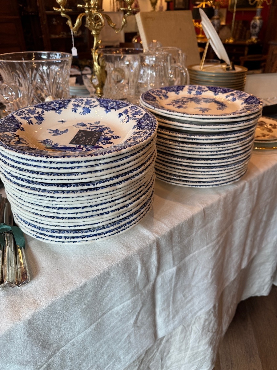 Service Gien modèle Delft, 18 plates et 18 creuses  diamètre 26cm-photo-1