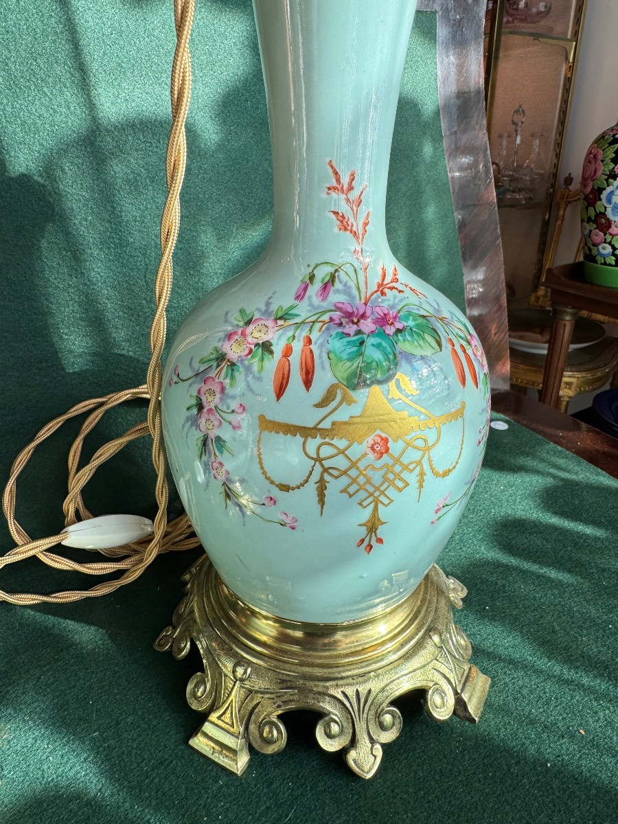 Pair Of Hand-decorated, Electrified Porcelain Lamps, 19th Century, 50 Cm High-photo-3