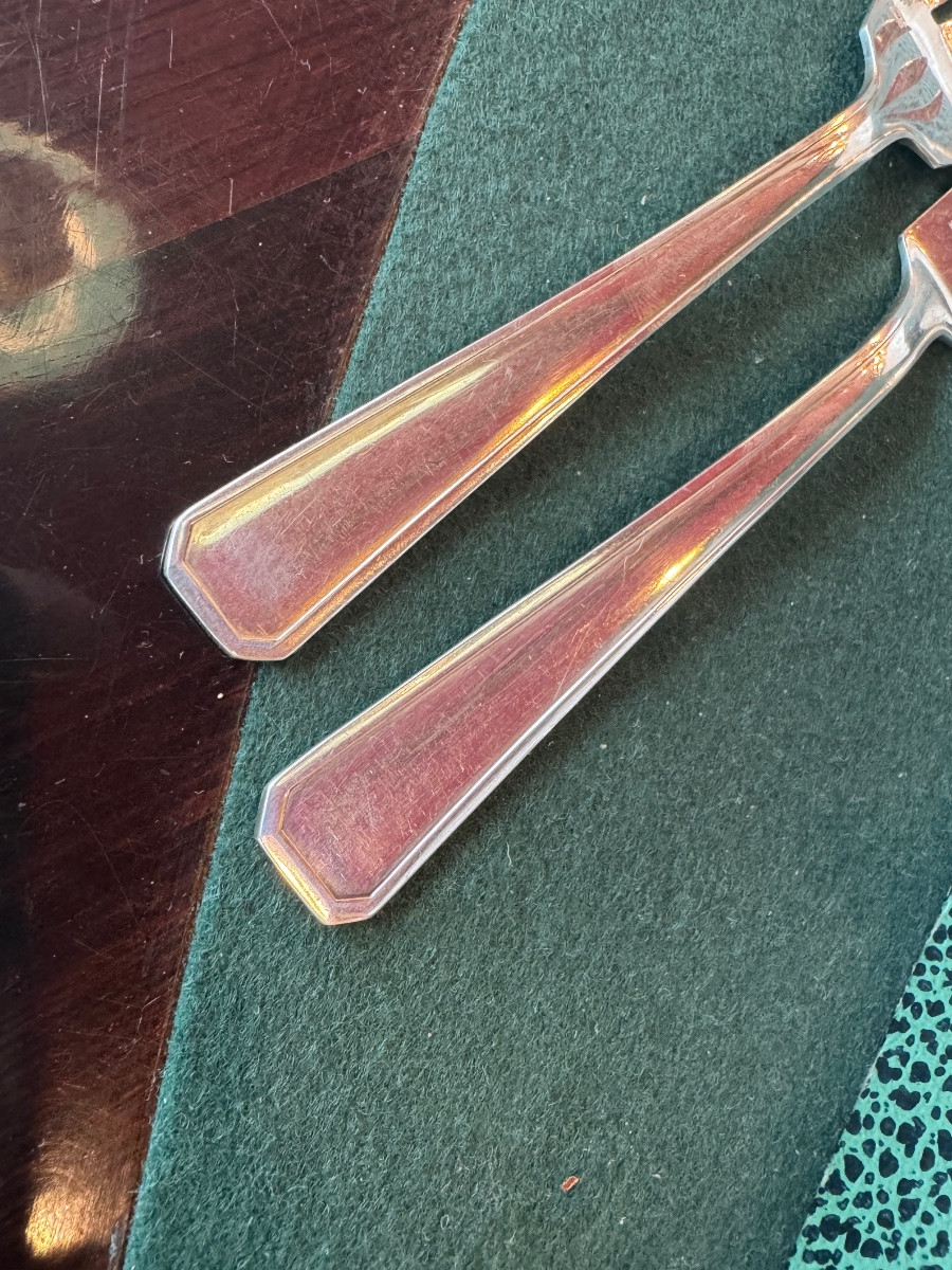 Rare Art Deco Silver-plated Fish Cutlery For 24 People-photo-2
