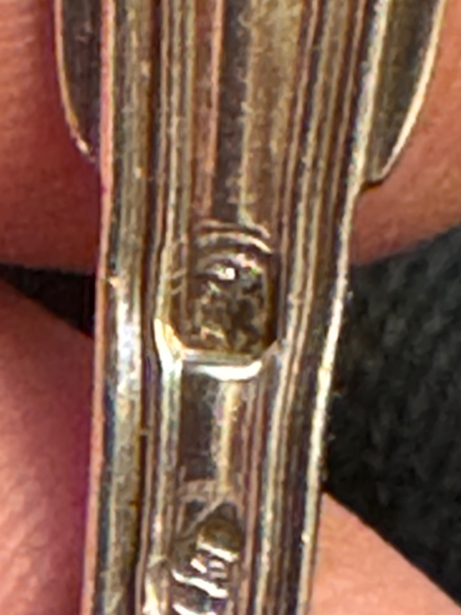 12 Petites cuillères en argent massif minerve motif coquille monogramme au dos-photo-3