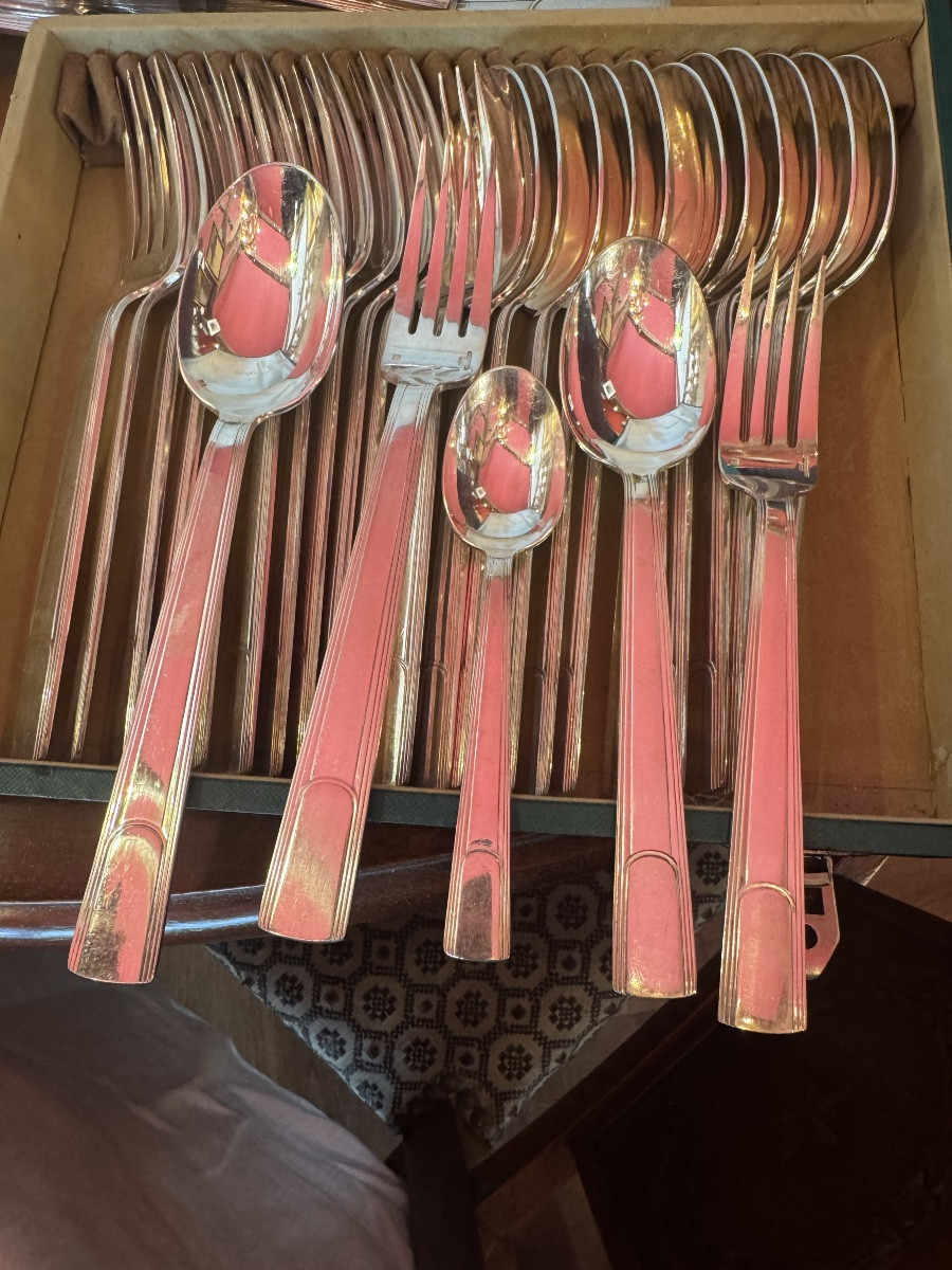 Christofle ménagère modèle Gabon Art déco 61 pièces-photo-2