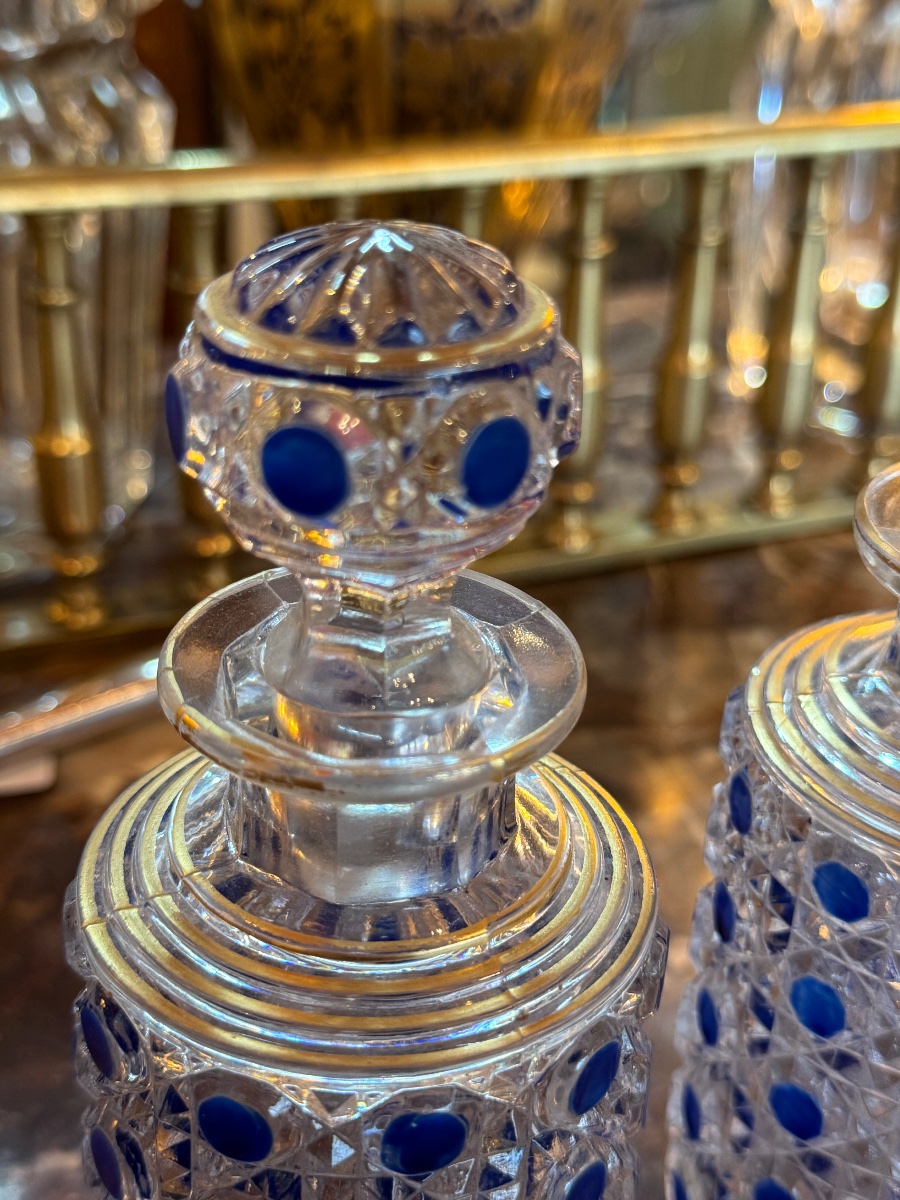 Baccarat Blue Bathroom Bottles With Gilding-photo-3