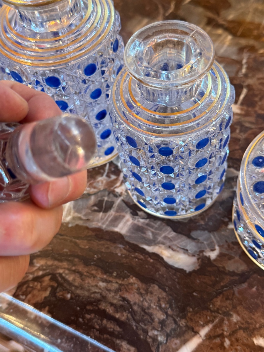 Baccarat Blue Bathroom Bottles With Gilding-photo-2
