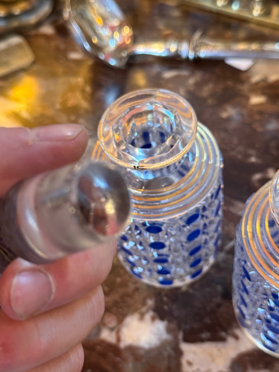 Baccarat Blue Bathroom Bottles With Gilding-photo-3