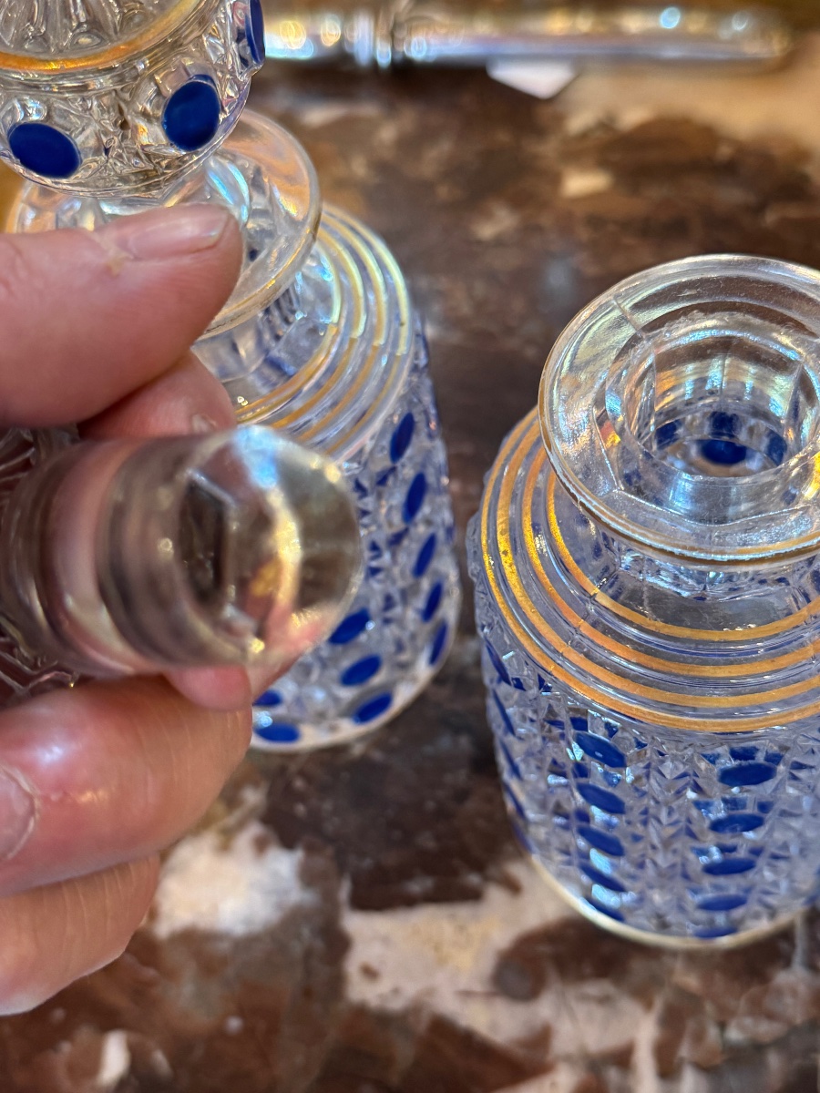 Baccarat Blue Bathroom Bottles With Gilding-photo-4