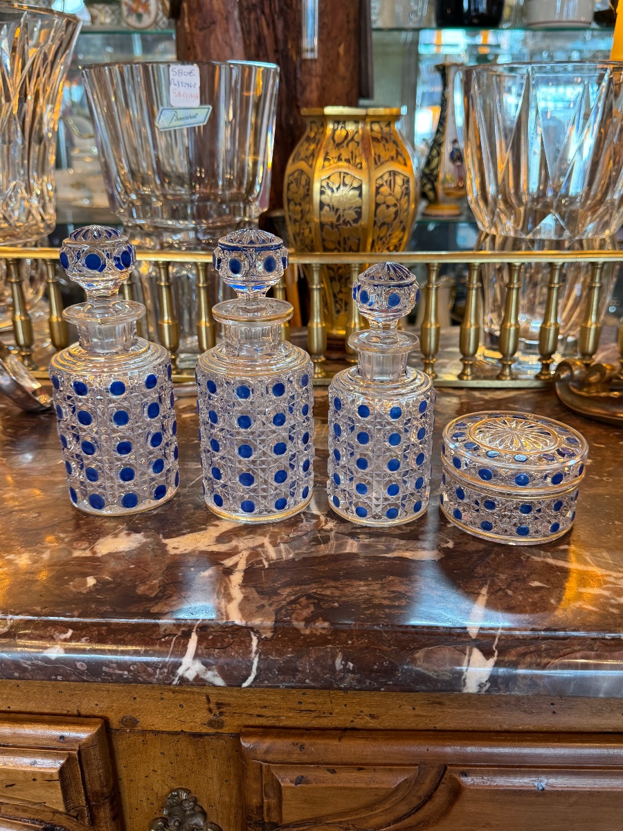 Baccarat Blue Bathroom Bottles With Gilding