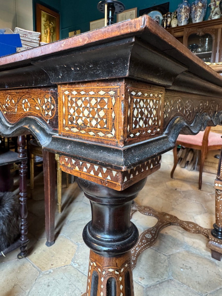 Coffee Table, Console Table, Desk, With Medallions, 18th-century Style From The 19th Century, Inlaid With Ivory-photo-2