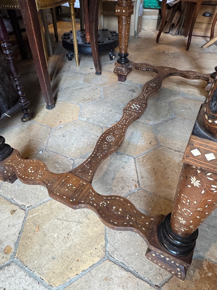 Coffee Table, Console Table, Desk, With Medallions, 18th-century Style From The 19th Century, Inlaid With Ivory-photo-3