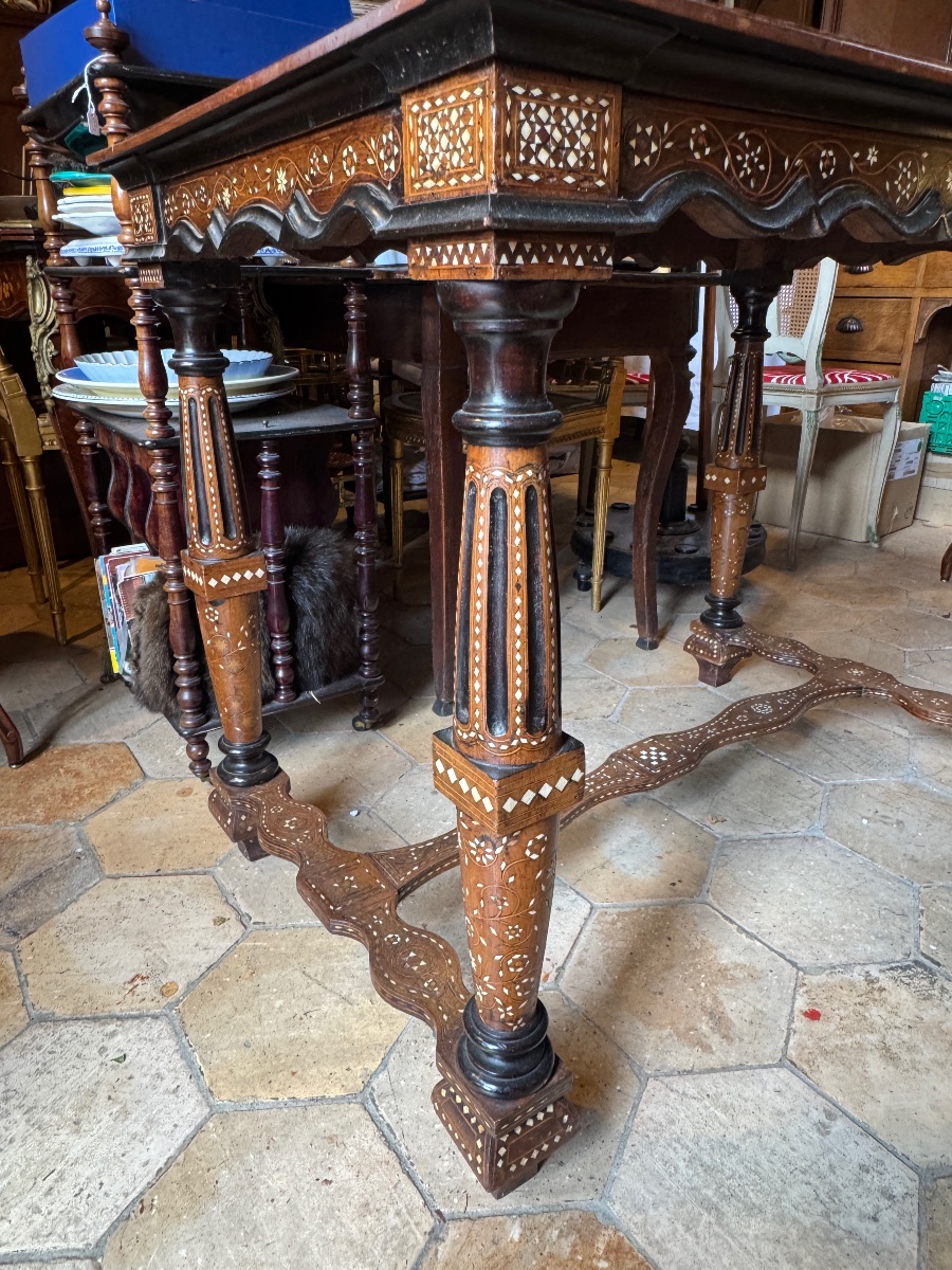 Coffee Table, Console Table, Desk, With Medallions, 18th-century Style From The 19th Century, Inlaid With Ivory-photo-3