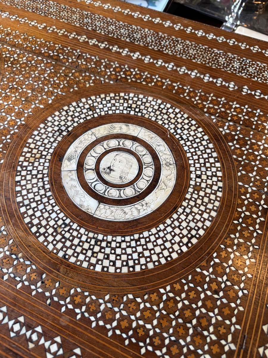 Coffee Table, Console Table, Desk, With Medallions, 18th-century Style From The 19th Century, Inlaid With Ivory-photo-7
