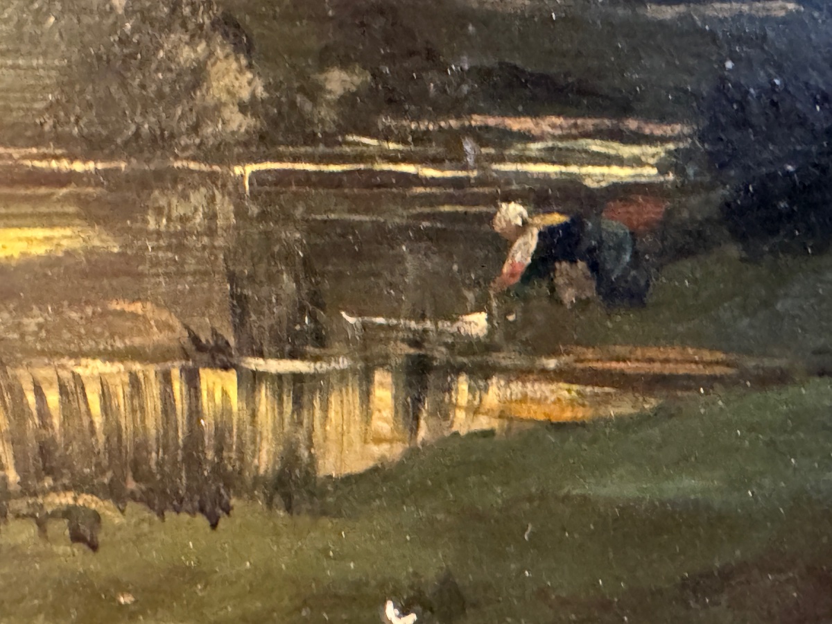 Charles François Daubigny (1817–1878) “the Washwoman By The Oise” On Panel -photo-2