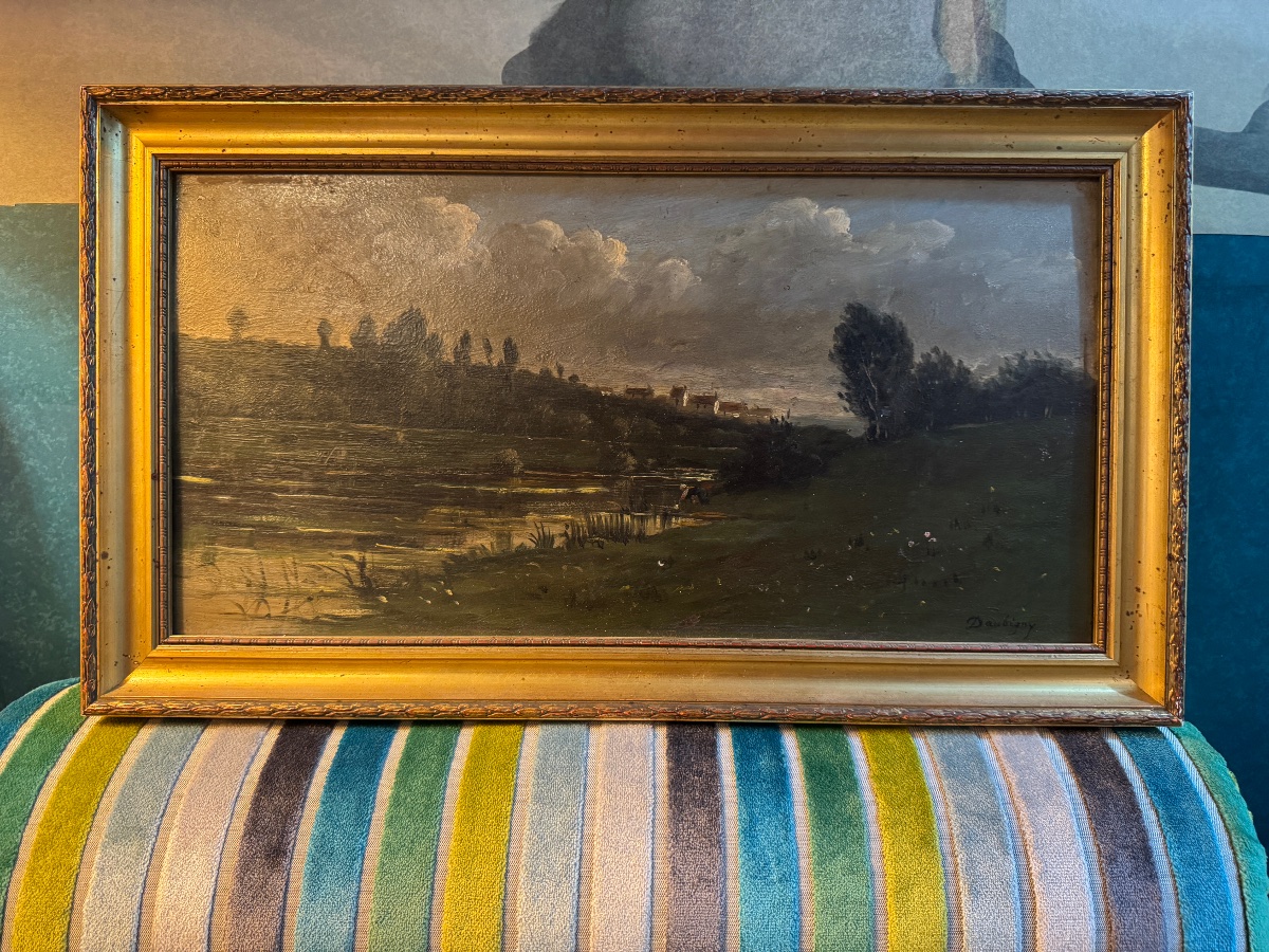 Charles François Daubigny (1817–1878) “the Washwoman By The Oise” On Panel 