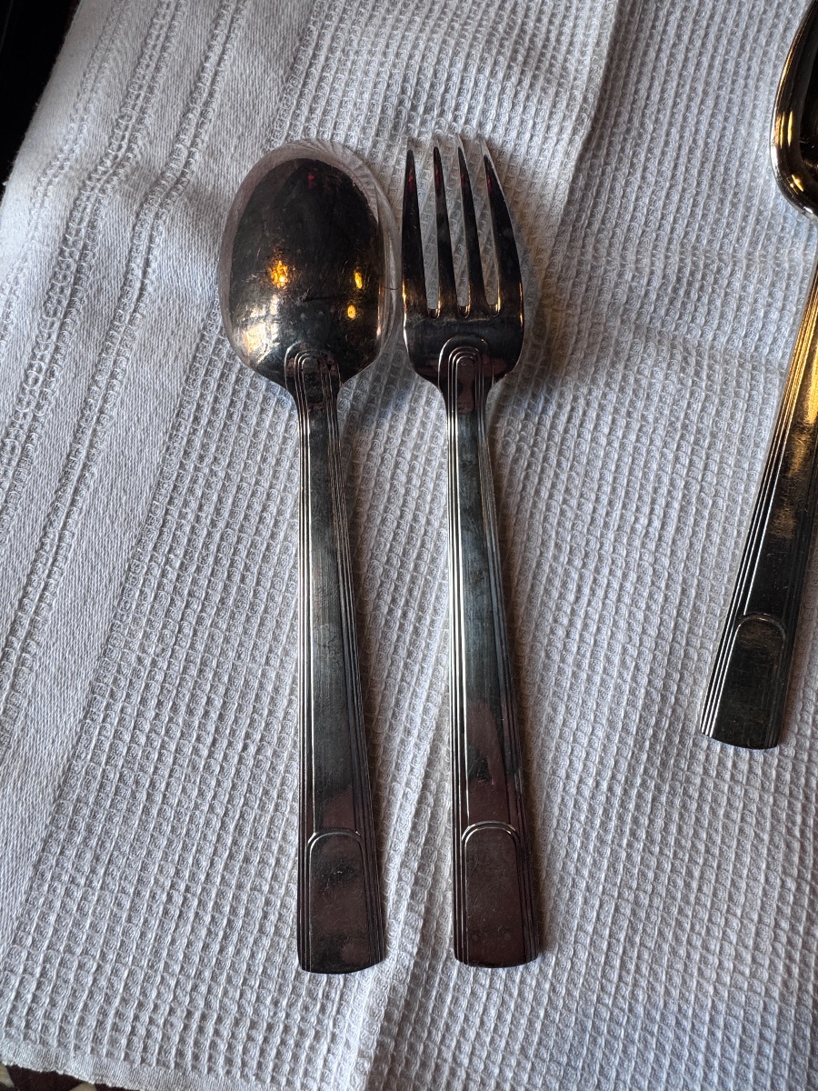 Rare, Set Of 12 Christofle Gabon Dessert Utensils-photo-3