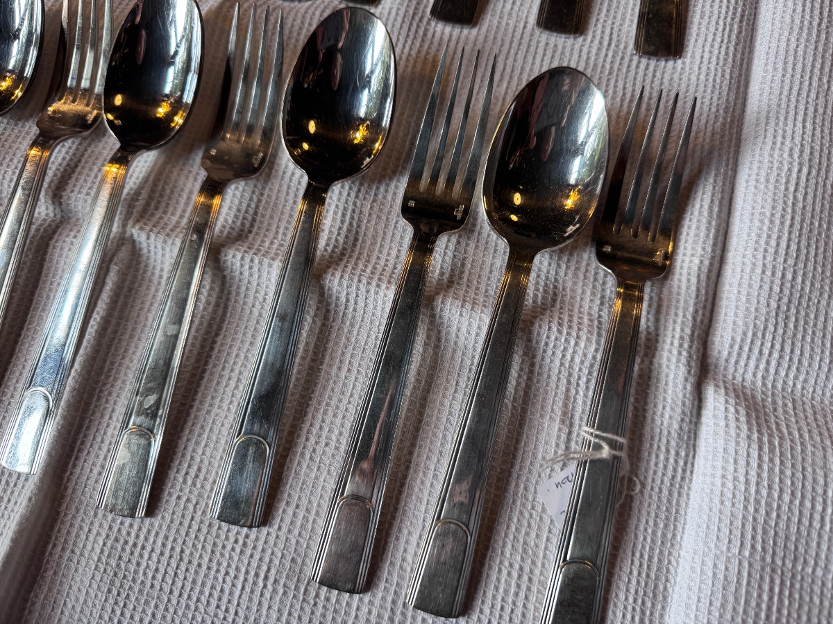 Rare, Set Of 12 Christofle Gabon Dessert Utensils-photo-4