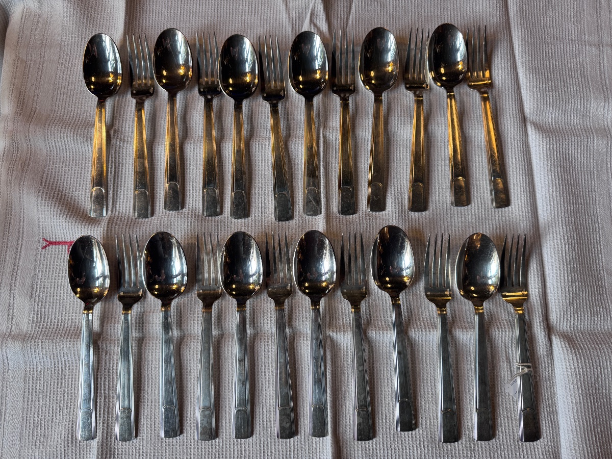Rare, Set Of 12 Christofle Gabon Dessert Utensils