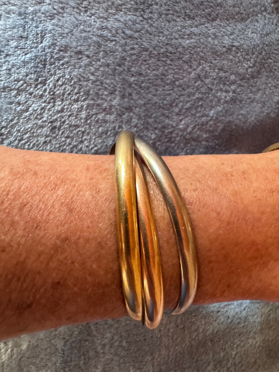 Stunning And Rare Cartier Trinity Xl Bracelet, 85 Grams, 3-tone Gold-photo-1