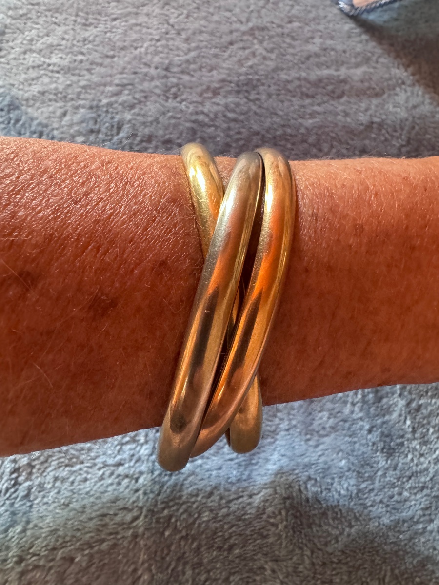 Stunning And Rare Cartier Trinity Xl Bracelet, 85 Grams, 3-tone Gold