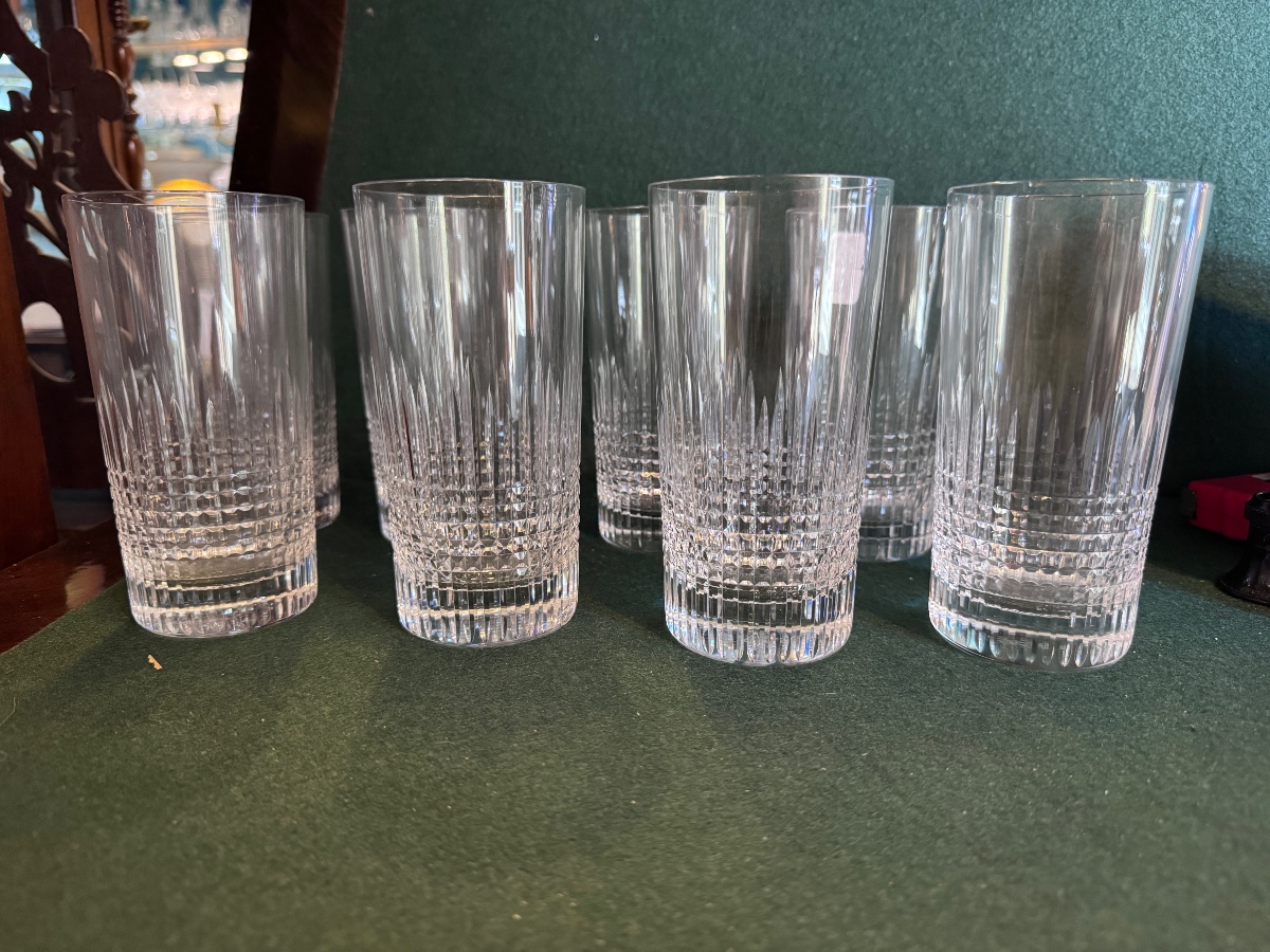 8 magnifiques grands gobelets baccarat 14cm signés parfait état