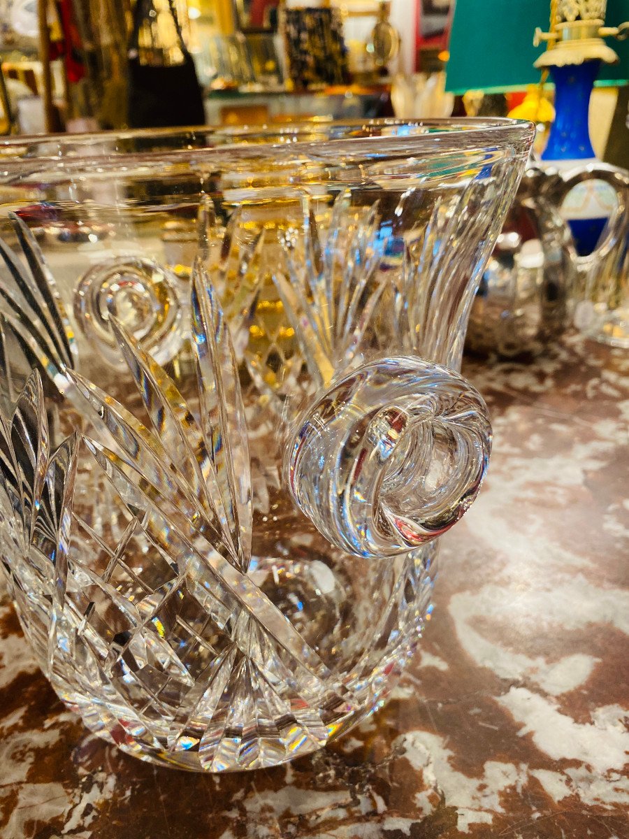 Crystal Champagne Bucket Signed Saint-louis.-photo-2