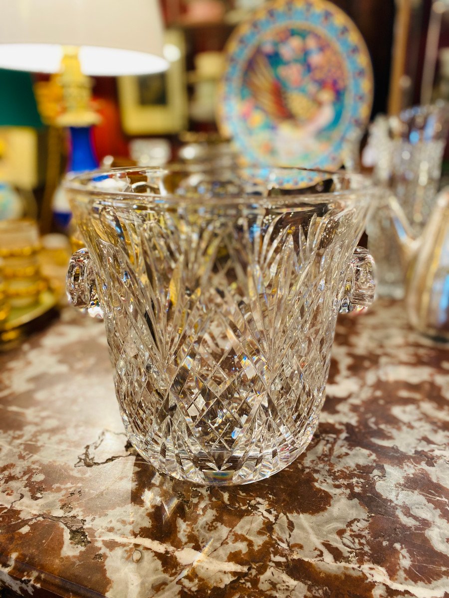 Crystal Champagne Bucket Signed Saint-louis.