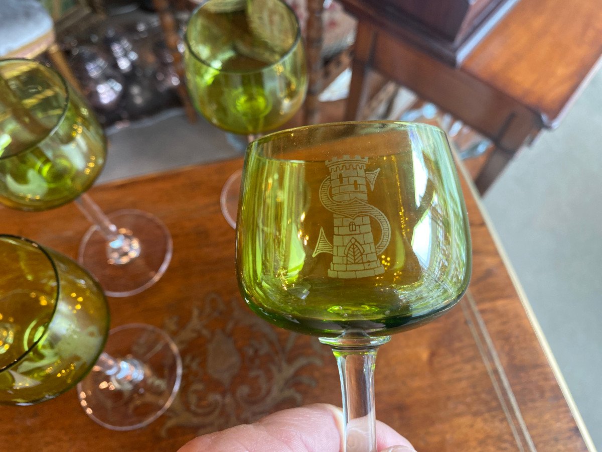10 Verres Roemer Baccarat. Monogramme Sur Une Tour. -photo-3