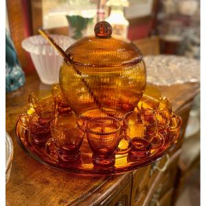 Magnificent Service A Punch Glass Years 60 Amber Color