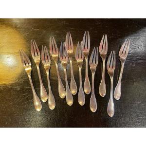 12 Cake Forks In Sterling Silver Minerva