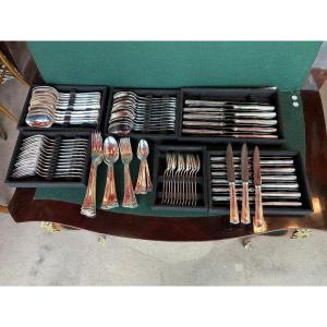 Rare Puiforcat Cyperus Cutlery Set, Identical Model To Papyrus But In Silver Metal 