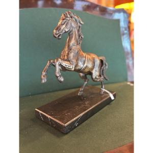 Cheval En Bronze Sur Socle En Marbre Ht 30cm