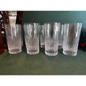 8 Beautiful, Large 14-cm Baccarat Tumblers, Signed, In Perfect Condition