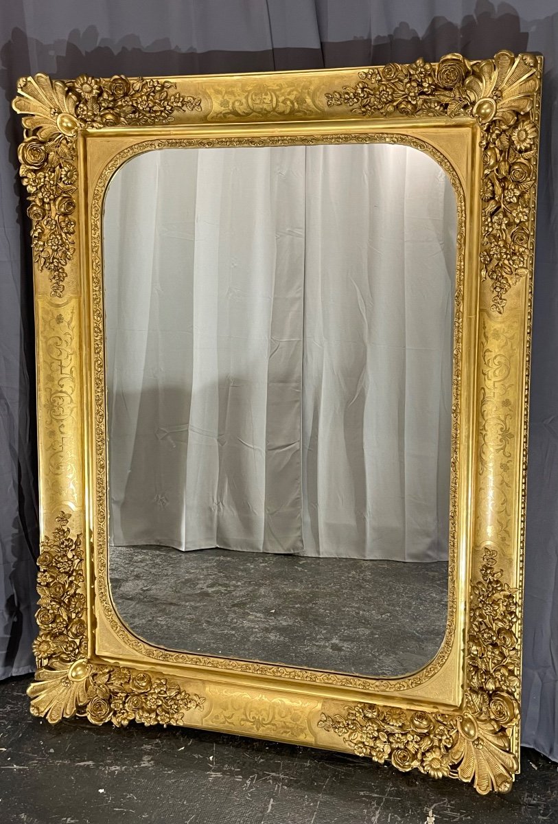 Large 19th Century Mirror High 180 X 134 Cm Charles X, Exceptional Model, Very Good Condition-photo-1