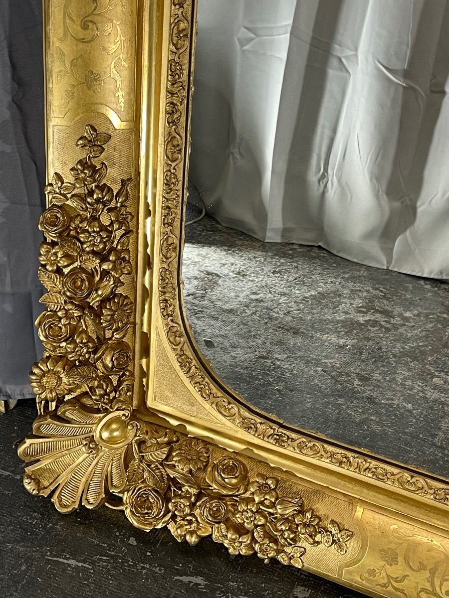 Large 19th Century Mirror High 180 X 134 Cm Charles X, Exceptional Model, Very Good Condition-photo-3